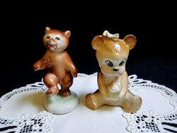 Drasche dancing bear and a cute marked porcelain teddy bear girl