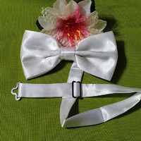 Wedding nyk36 - white satin bow tie 65x125mm