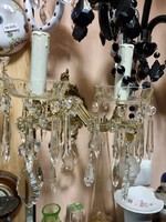 Old renovated 2-pronged crystal wall arm