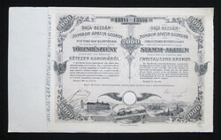 Baja-Bezdán-Zombor-Apatin-Szondi Vasút törzsrészvény 2000 korona 1912 (SRB)