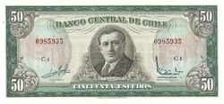 50 escudo escudos 1962-70 Chile UNC "C" sorozat Ritkább