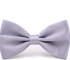 Wedding nyk35 - silver satin bow tie 65x125mm