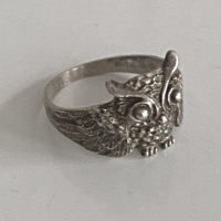 Women's silver ring with an owl figure, beautifully crafted, 18 mm