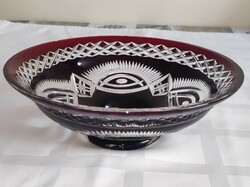 Ruby red lead crystal centerpiece/ serving bowl 22cm