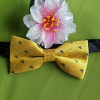 Wedding nyk39 - yellow dog pattern taffeta and satin bow tie 60x120mm