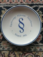 Rare Alföld porcelain commemorative plate _prosecutor youth meeting Szeged 1982