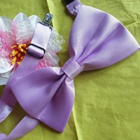 Wedding nyk19 - pale purple satin bow tie 70x130mm