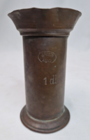 Antique copper measuring cup j reich arad with inscription 1 dl 91 g. 10.5 cm.
