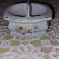 Antique Art Nouveau porcelain salt shaker, beautiful floral porcelain spice rack