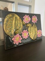 JIE Sweden AIMO design - svéd iparművész kerámia falikép - tavirózsák, virágok