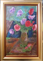 Mihály Schéner: flowers in a vase, original