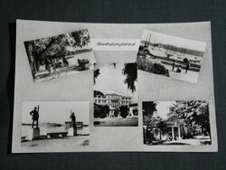 Postcard, Balaton Spa, mosaic details, heart sanatorium, beach promenade, circular church, fisherman fisherman
