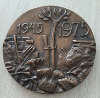 A Ceglédi Járás Szocialista Fejlesztéséért 1945 - 1975 bronz emlék plakett 7,8 cm saját dobozában