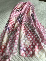 Dotted silk stole with delicate, light colors, 189 x 70 cm