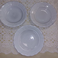 Zsolnay indamintás fehér porcelán mély tányérok