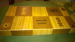 Sakk-Dáma-Malom kompl. dobozában tábla m.32x32 cm