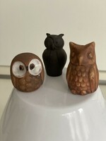 From the owl collection, 3 pieces of old owl figurine ceramic ornament decoration 3-4 cm