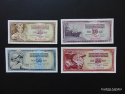 Jugoszlávia 4 darab dinár bankjegy LOT ! Szép ropogós bankjegyek