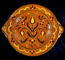 Austrian gmundner folk ceramic painted glazed bowl
