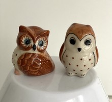 From the owl collection, 2 old ceramic ornaments with figures of owls, 4 cm