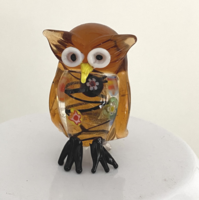 From the owl collection, an old owl figurine glass ornament decoration 4 cm