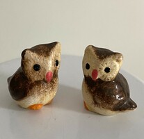 From the owl collection, 2 old ceramic ornaments with figures of owls, 2 cm