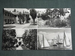 Postcard, balaton doll, mosaic details, resorts, sailing ship