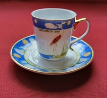 Lg porcelain coffee set cup saucer plate fenicottero rosa pink flamingo bird pattern