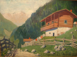 Guaranteed original József Radna /1896-1963/ painting: alpine house