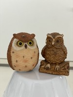 From the owl collection, 2 old owl figurine decorations, polyresin resin 6 cm