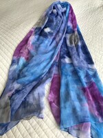 Silk Batik-Printed Cloud Pattern Shawl, Stunning Colors, 180 x 100 cm