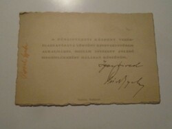 ZA492.26  Posch Gyula köszönő kártyája  1935 - Pénzitézeti Központ vezérigazgatója (MNB igazgató)