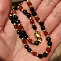 Antique onyx/carnelian necklace/choker 41cm