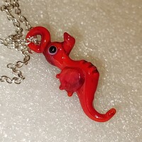 Special glass seahorse pendant on a chain 41cm