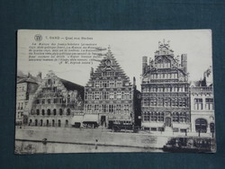 Postcard, Belgium, Ghent, quai aux herbes, sailors' house, truck