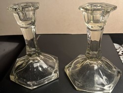 Csiszolt üveg gyertyatartó párban