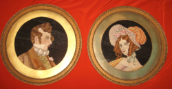 Large antique tapestry pictures in a pair 49 cm