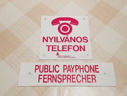 Public telephone metal sign