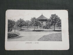 Képeslap, Postcard, Belgium, Charleroi. Le Parc, park részlet ,zenepavilon