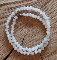 Beautiful faceted rose quartz necklace with blue silver clasp