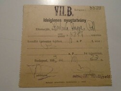 ZA492,15- Kubala László apjának egyik irata -nyugtatvány  1943 Budapest - Kubala Kurjás Pál