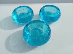Türkiz kék  üveg mécses tartók