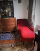 Biedermeier kanapé vörös bársony huzattal