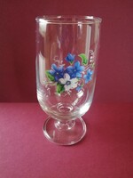 Salgótarján glass cup with flower pattern