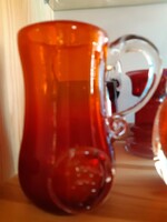 Piros vintage lengyel füles váza Zabkowice vagy Staszic Hutából
