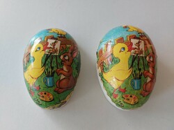Retro papier-mâché Easter egg bunny painting duck pattern