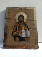 Jézus Ikon festett fa táblán