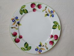 Porcelán tányér tál gyümölcs mintával, szeder és áfonya, 27 cm