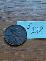 USA 1 CENT 1954  D Verdejel "D" - Denver, Kalászos penny, Lincoln,  BRONZ  S278