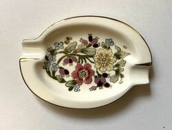 Painted Zsolnay porcelain floral ornament ashtray 12 x 8.5 Cm